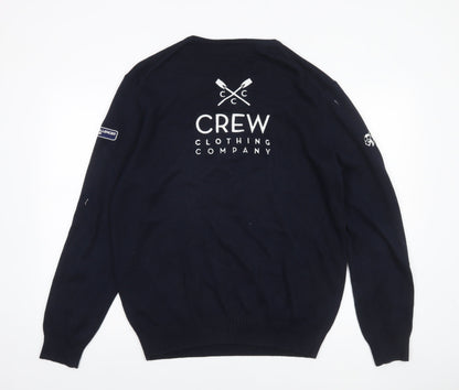 Crew Clothing Men’s Blue Cotton Cashmere V-Neck Jumper L