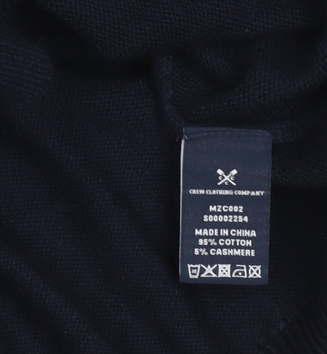 Crew Clothing Men’s Blue Cotton Cashmere V-Neck Jumper L