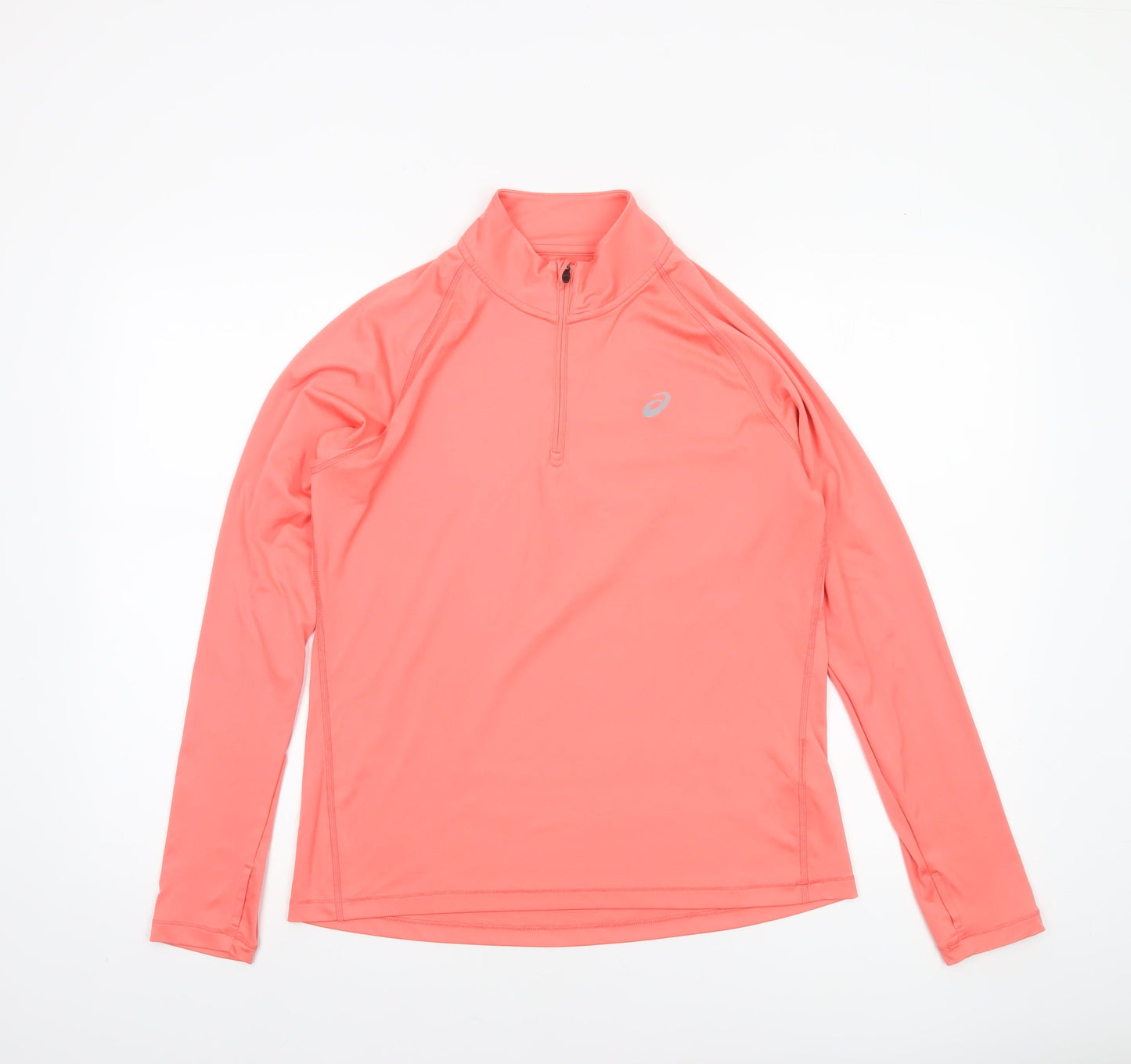 Asics Women Pink Long Sleeve 1/4 Zip Running Pullover Top Size M