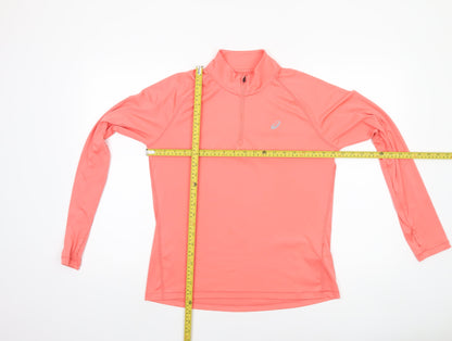 Asics Women Pink Long Sleeve 1/4 Zip Running Pullover Top Size M
