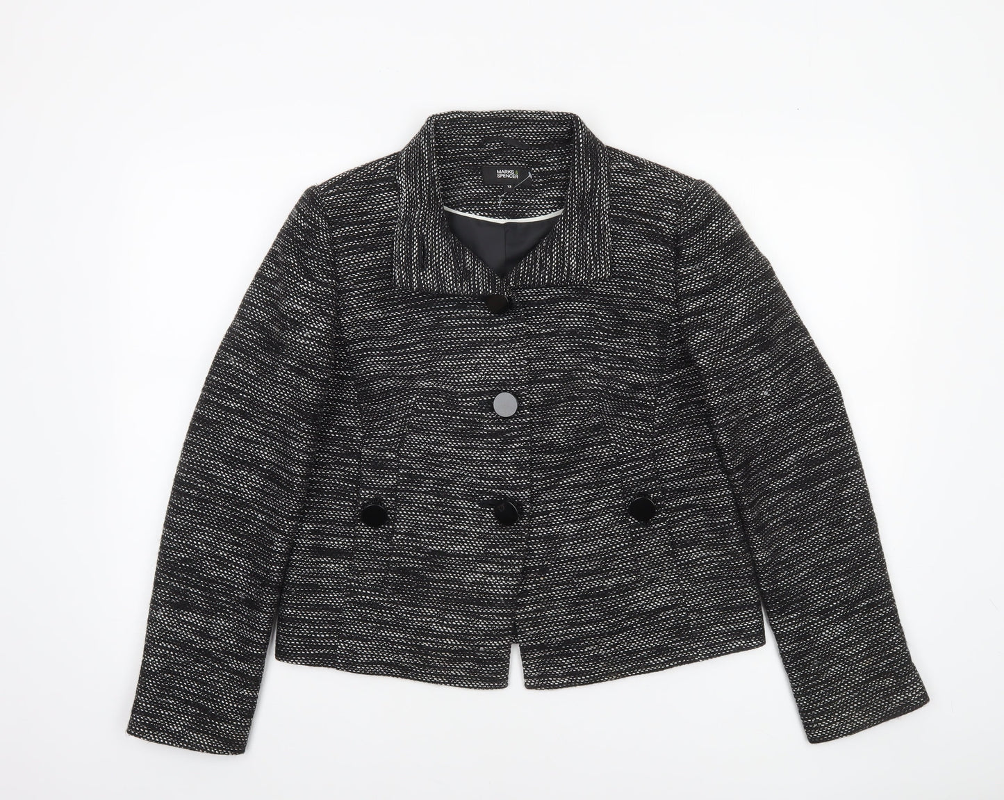 Marks and Spencer Womens Black Size 12 Double-Breasted Blazer