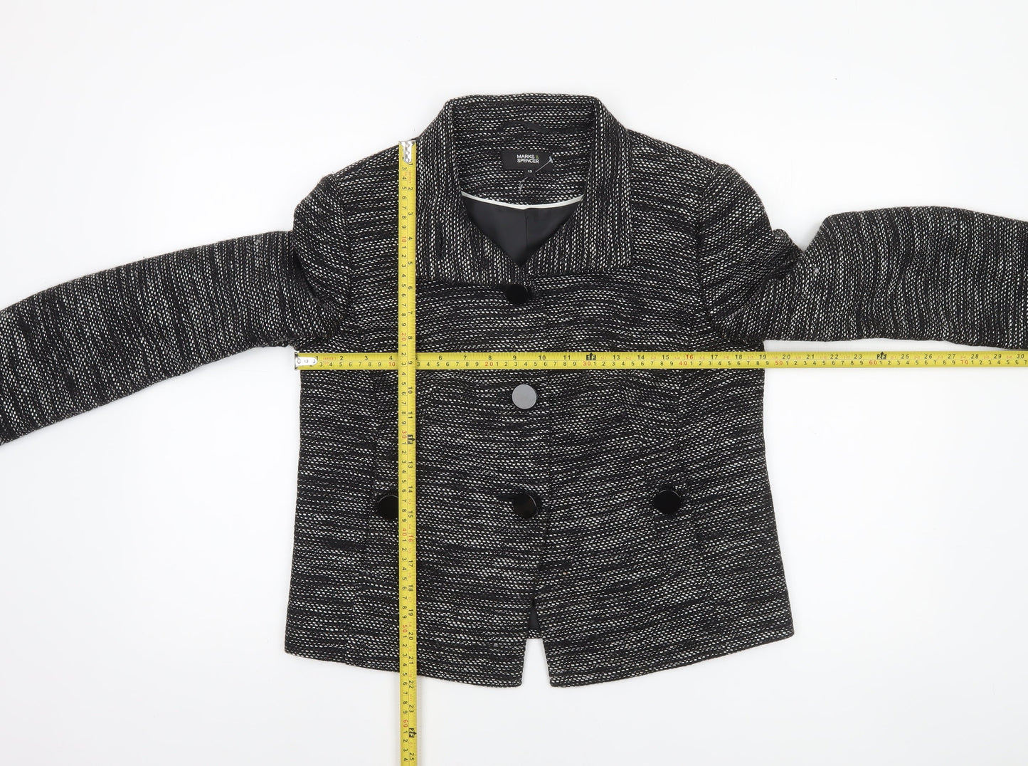 Marks and Spencer Womens Black Size 12 Double-Breasted Blazer