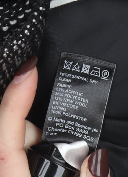 Marks and Spencer Womens Black Size 12 Double-Breasted Blazer