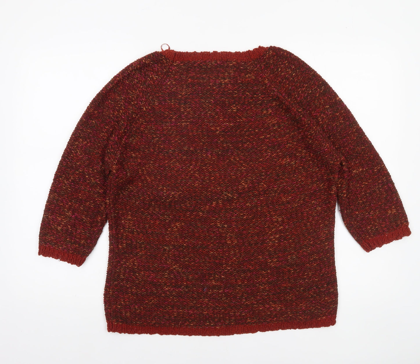 David Emanuel Womens Red Chunky Knit 3/4 Sleeve Jumper Size M