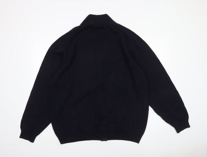 BHS Men's Navy 3XL Full Zip Cotton Jumper High Neck