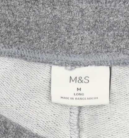Marks and Spencer Mens Grey Cotton Jogger Trousers Size M Long