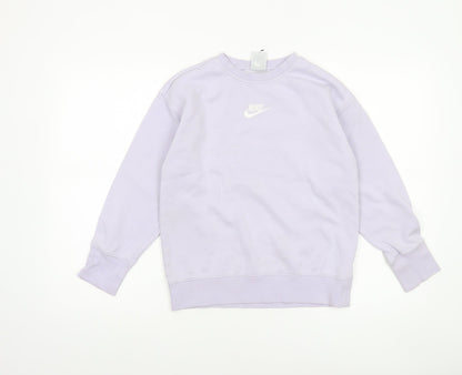 Nike Girls Purple Crew Neck Fleece Sweatshirt M 10-11 Years