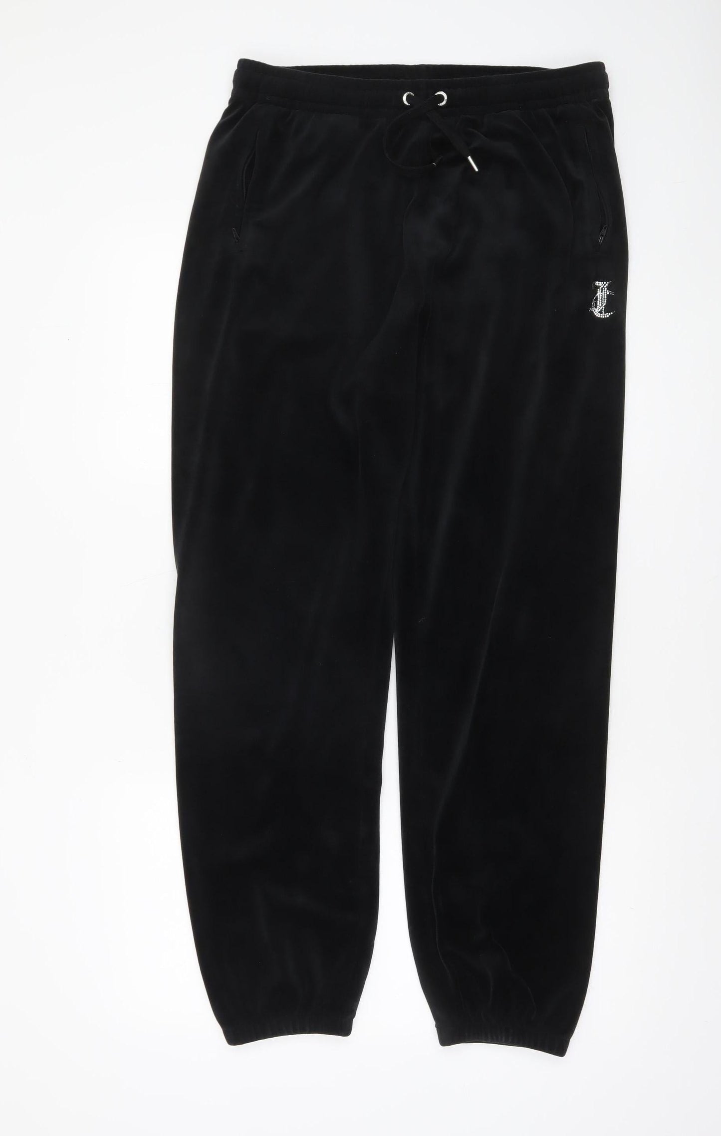 Juicy Couture Womens Black Velour Jogger Trousers Size M