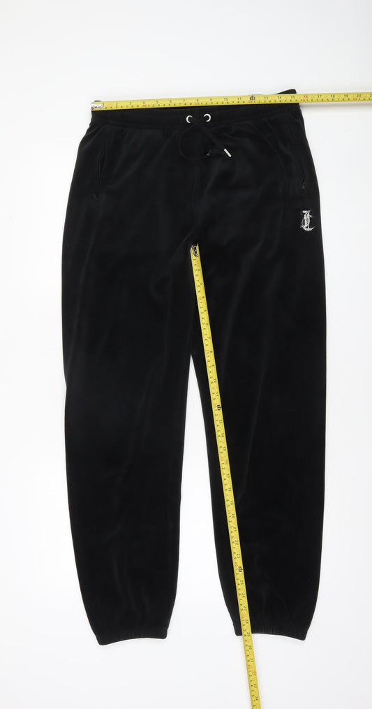 Juicy Couture Womens Black Velour Jogger Trousers Size M