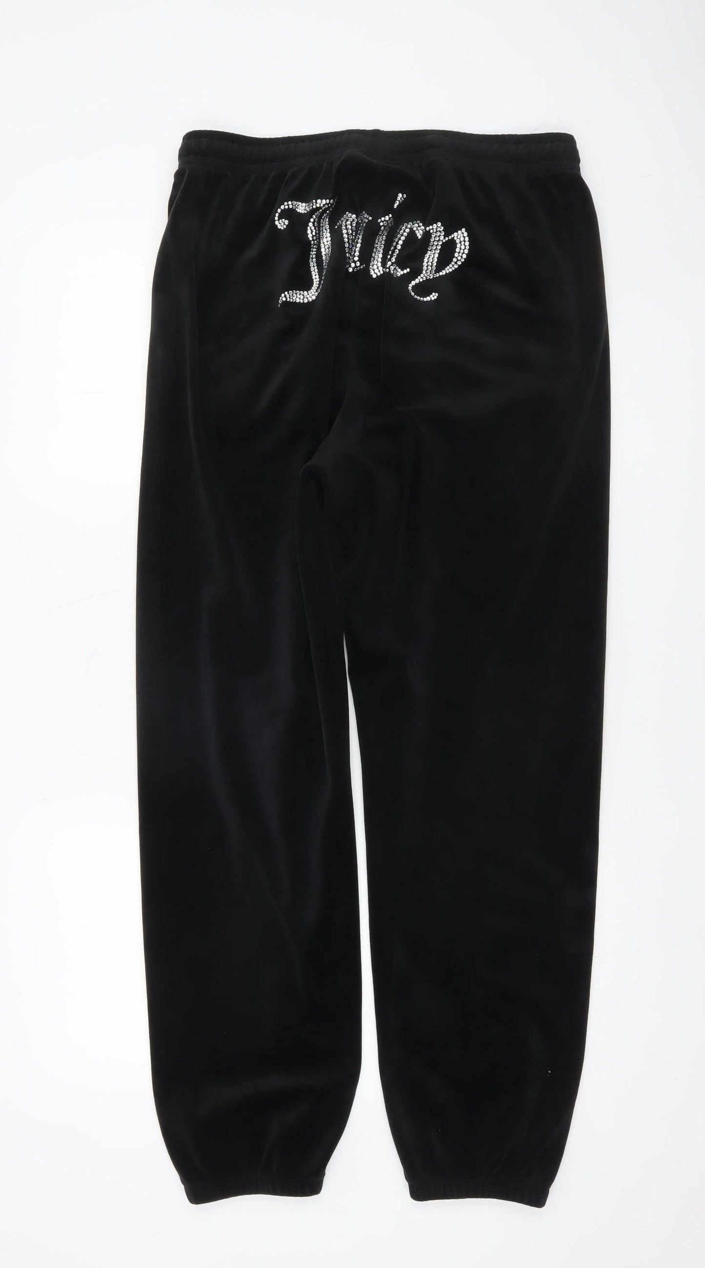 Juicy Couture Womens Black Velour Jogger Trousers Size M