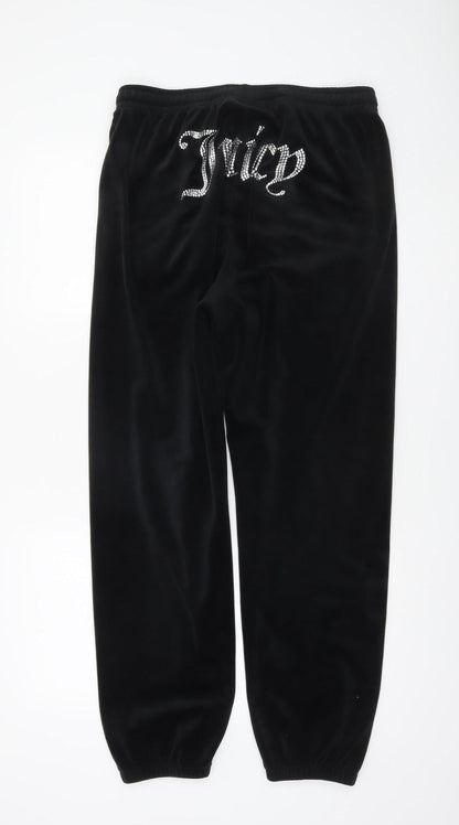 Juicy Couture Womens Black Velour Jogger Trousers Size M