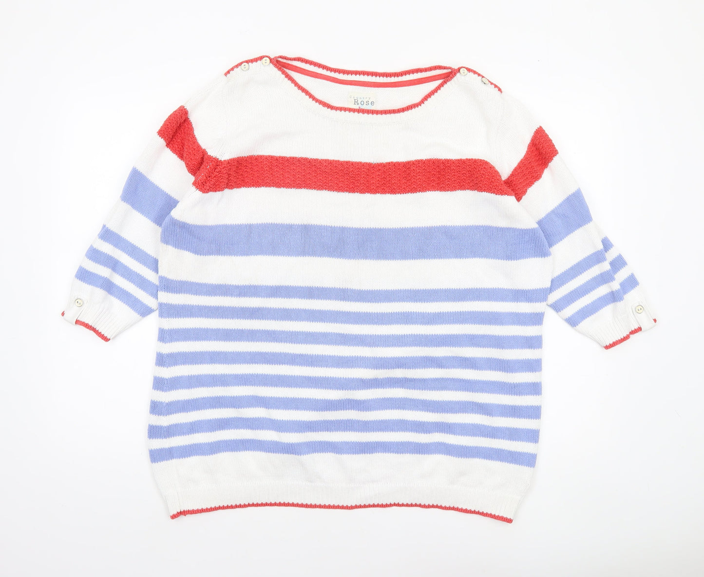 Country Rose Womens Multicoloured Striped Cotton Pullover Jumper XL