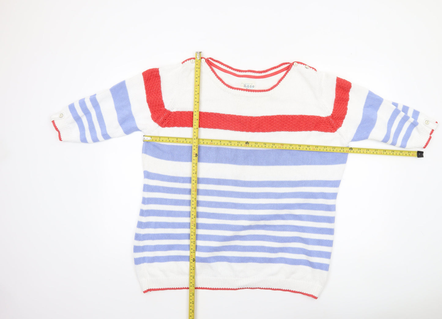 Country Rose Womens Multicoloured Striped Cotton Pullover Jumper XL