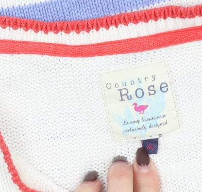 Country Rose Womens Multicoloured Striped Cotton Pullover Jumper XL