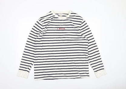 Jack Wills Men's White Navy Striped Long Sleeve Cotton Shirt XL