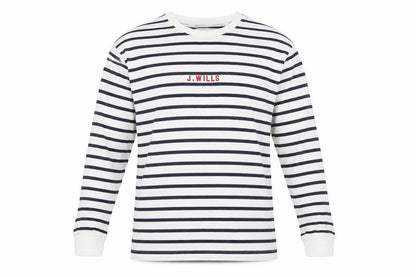 Jack Wills Men's White Navy Striped Long Sleeve Cotton Shirt XL