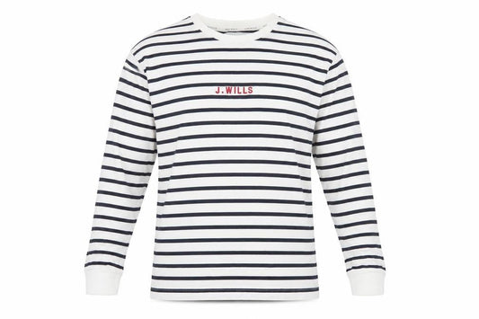 Jack Wills Men's White Navy Striped Long Sleeve Cotton Shirt XL