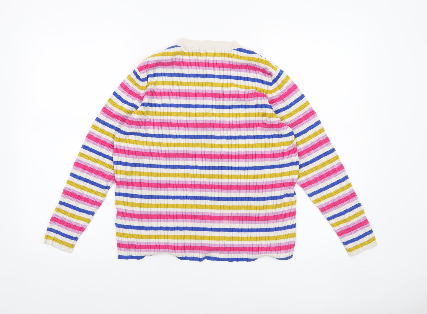 Tu Women's Multicoloured Stripe Henley Jumper Size 16 Knit Top