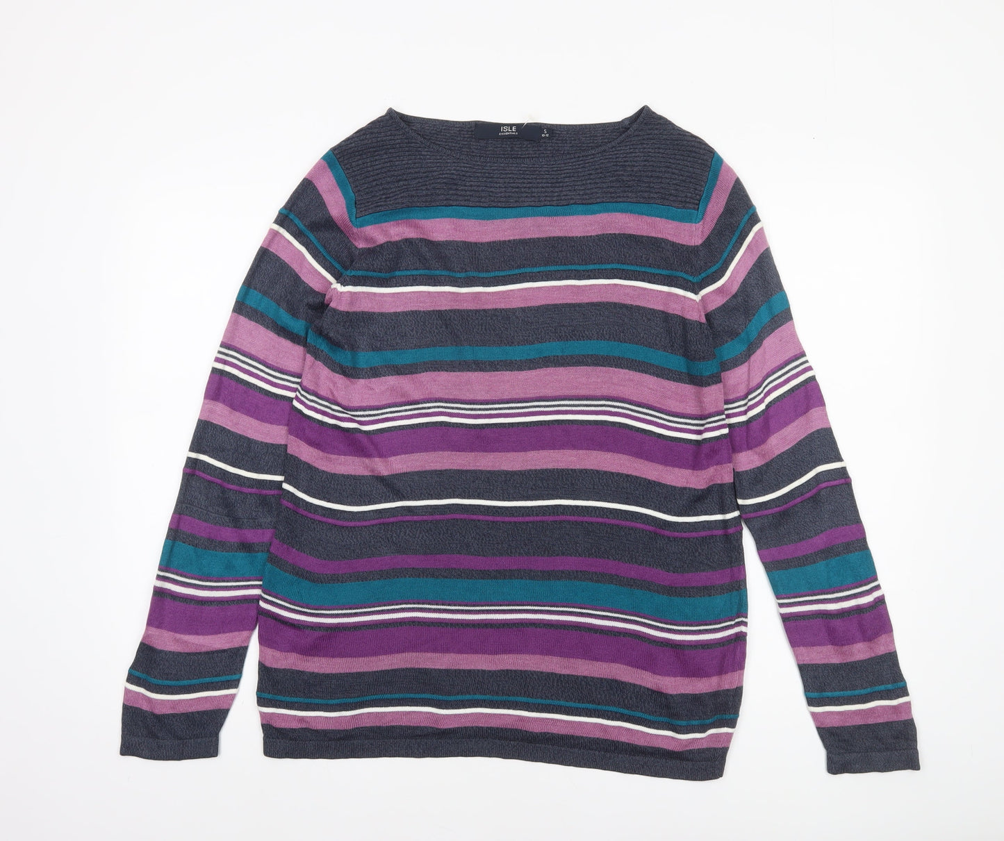 Isle Essentials Women's Multicoloured Striped Cotton Jumper Size S 10-12