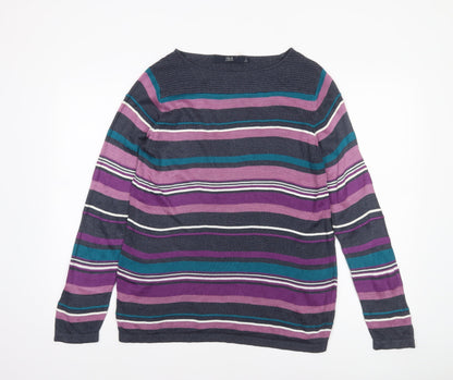 Isle Essentials Women's Multicoloured Striped Cotton Jumper Size S 10-12