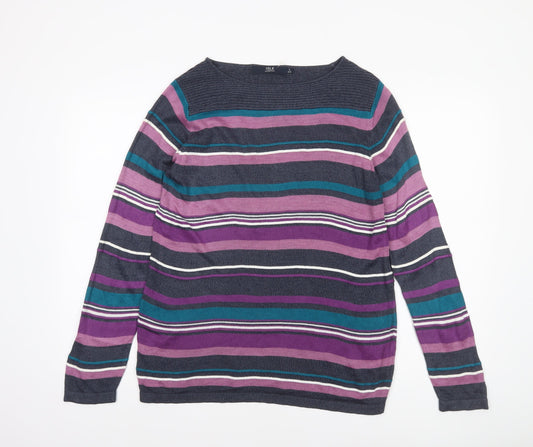Isle Essentials Women's Multicoloured Striped Cotton Jumper Size S 10-12