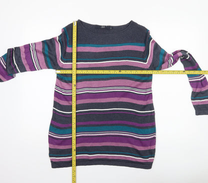 Isle Essentials Women's Multicoloured Striped Cotton Jumper Size S 10-12