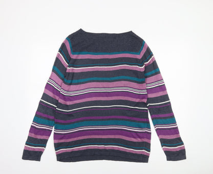 Isle Essentials Women's Multicoloured Striped Cotton Jumper Size S 10-12