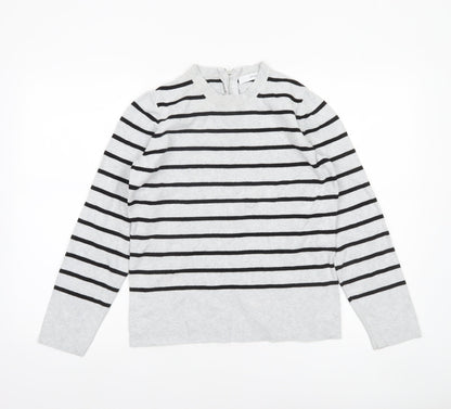 John Lewis Women’s Grey Striped Crew Neck Jumper Size 14