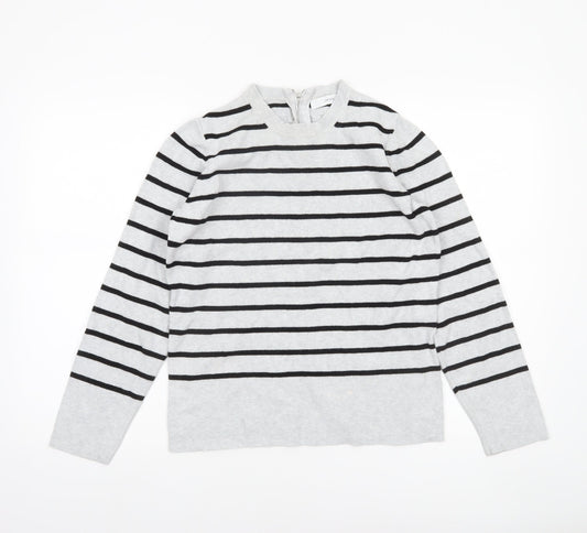 John Lewis Women’s Grey Striped Crew Neck Jumper Size 14