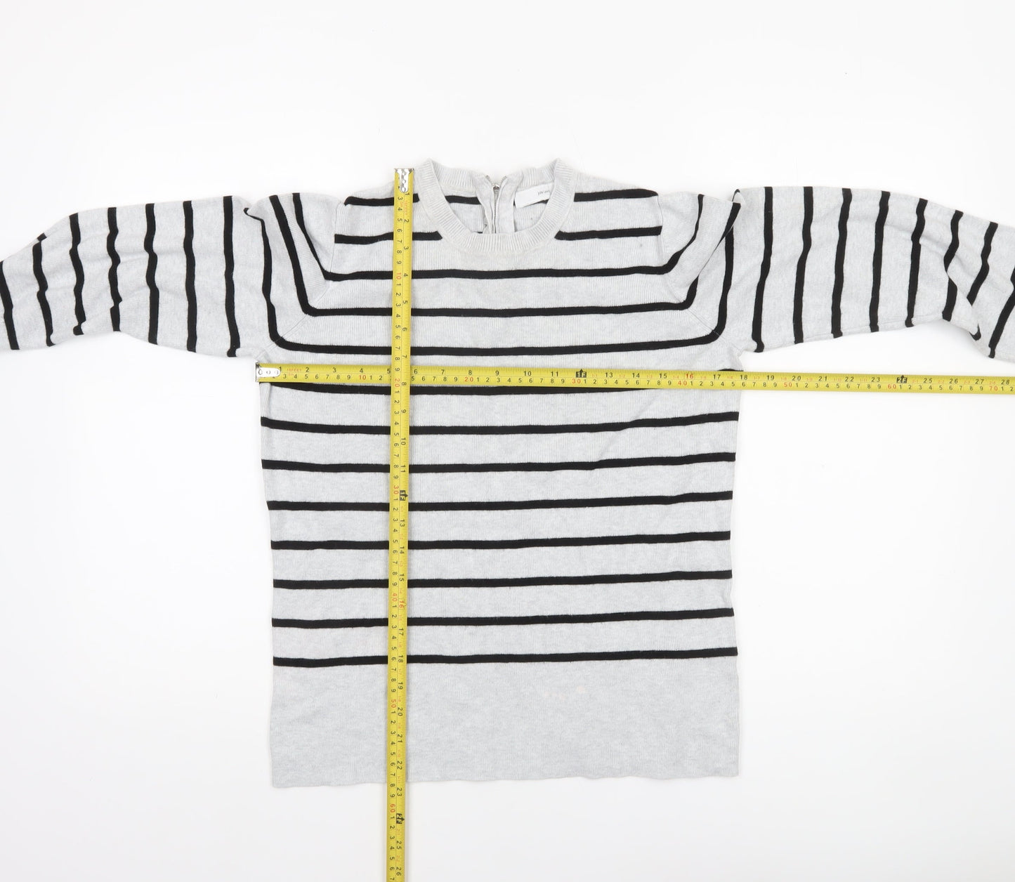 John Lewis Women’s Grey Striped Crew Neck Jumper Size 14