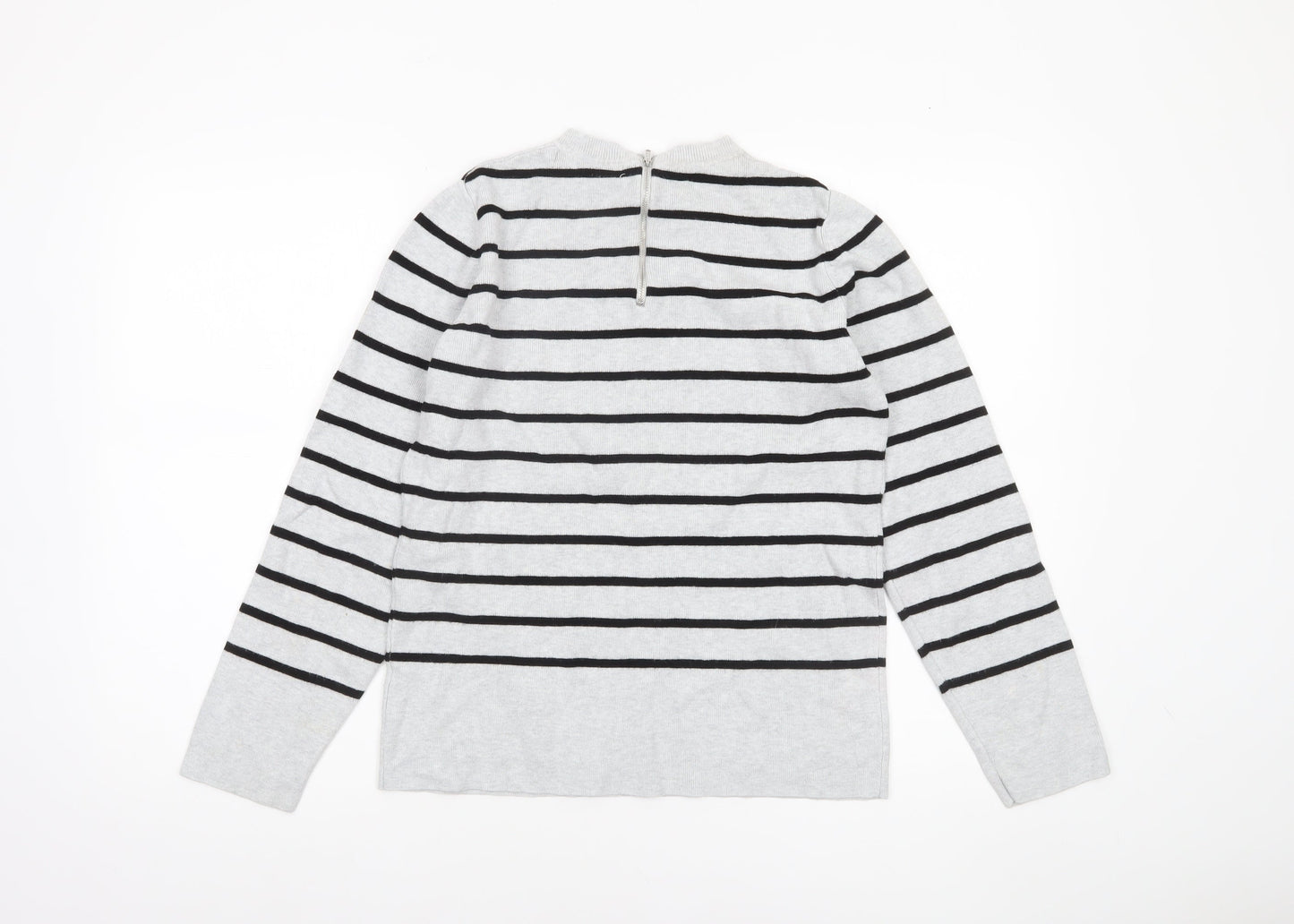 John Lewis Women’s Grey Striped Crew Neck Jumper Size 14