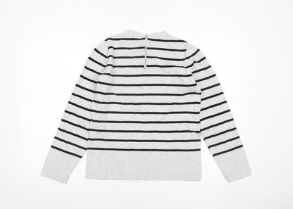 John Lewis Women’s Grey Striped Crew Neck Jumper Size 14