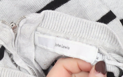 John Lewis Women’s Grey Striped Crew Neck Jumper Size 14