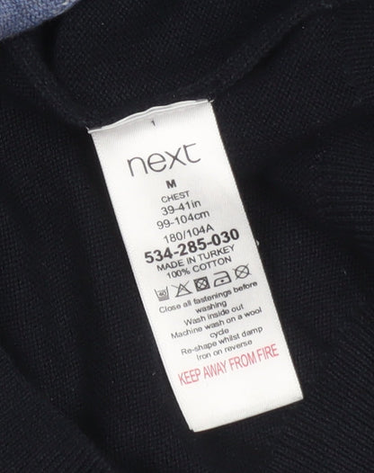 Next Men’s Blue Striped Collared Cotton Jumper M