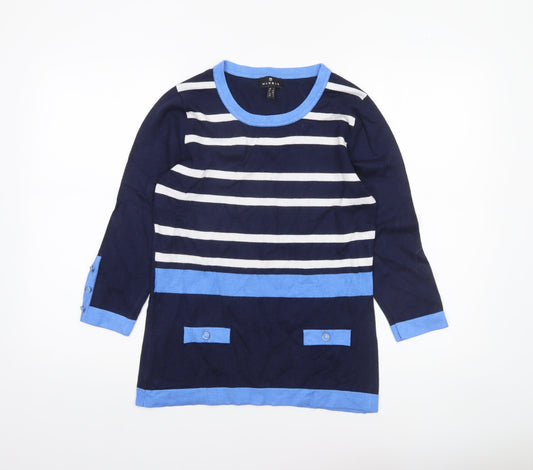 Womens UK Size 10 Marble Blue Pullover Jumper