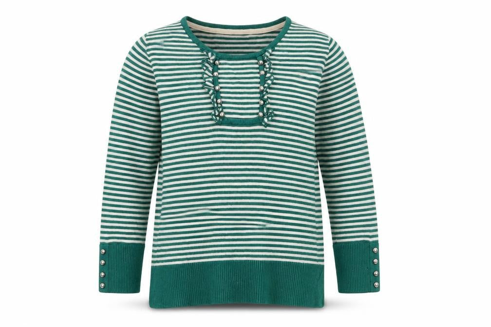 Betty Jackson Black Women’s Green Striped Knit Jumper Size 10