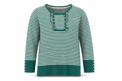 Betty Jackson Black Women’s Green Striped Knit Jumper Size 10