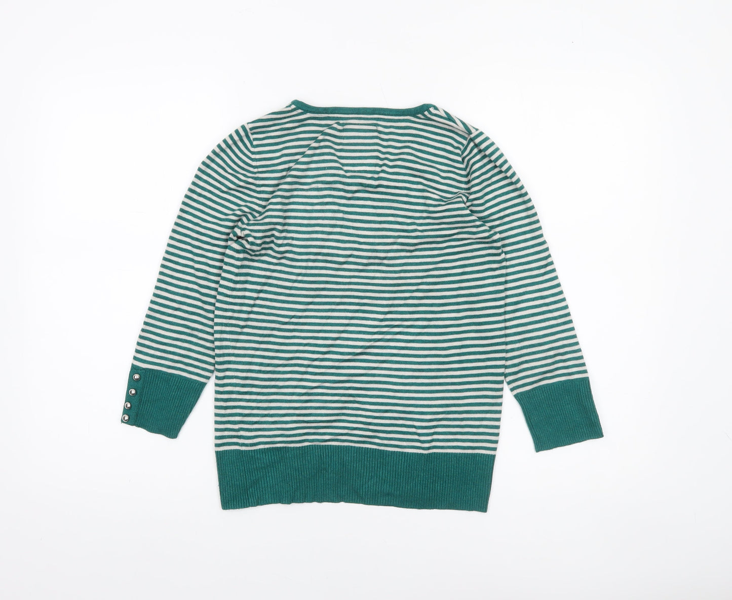 Betty Jackson Black Women’s Green Striped Knit Jumper Size 10