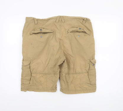 Threadbare Mens Beige Cargo Shorts Size L 36in Cotton Casual