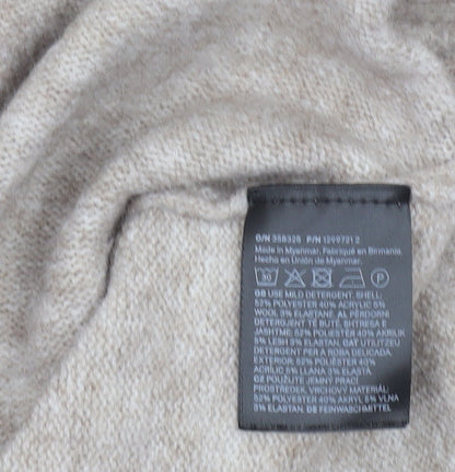 H&M Women’s Beige Relaxed Knit Short Sleeve Crew Neck Jumper Size M
