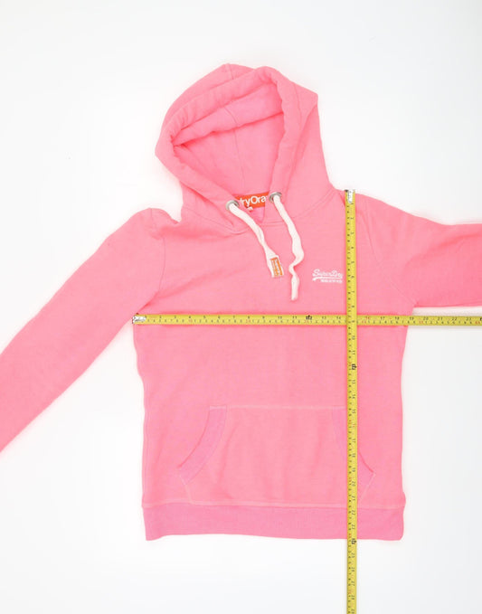 Superdry Women Pink Pullover Hoodie M Cotton Blend Casual