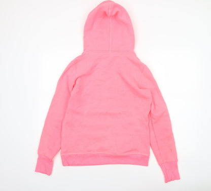 Superdry Women Pink Pullover Hoodie M Cotton Blend Casual