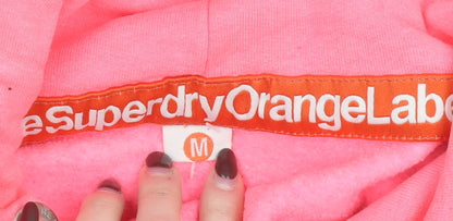 Superdry Women Pink Pullover Hoodie M Cotton Blend Casual