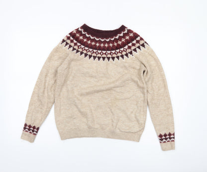 Dorothy Perkins Women’s Beige Fair Isle Knit Jumper UK 10