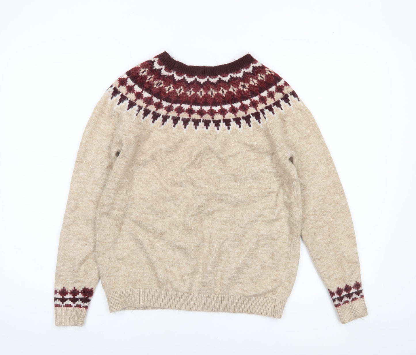 Dorothy Perkins Women’s Beige Fair Isle Knit Jumper UK 10