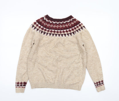 Dorothy Perkins Women’s Beige Fair Isle Knit Jumper UK 10