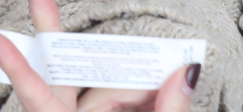 Primark Women’s Beige Cable-Knit Mock Neck Jumper Size L