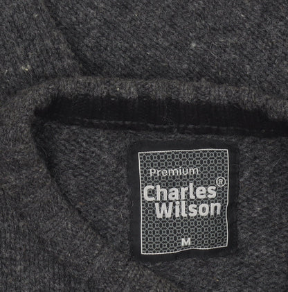 Charles Wilson Men's Grey Wool Cotton Crew Neck Jumper Size M