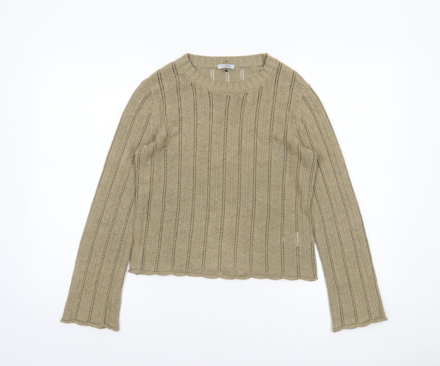 Jigsaw Women’s Beige XS Open-Knit Cotton Blend Jumper