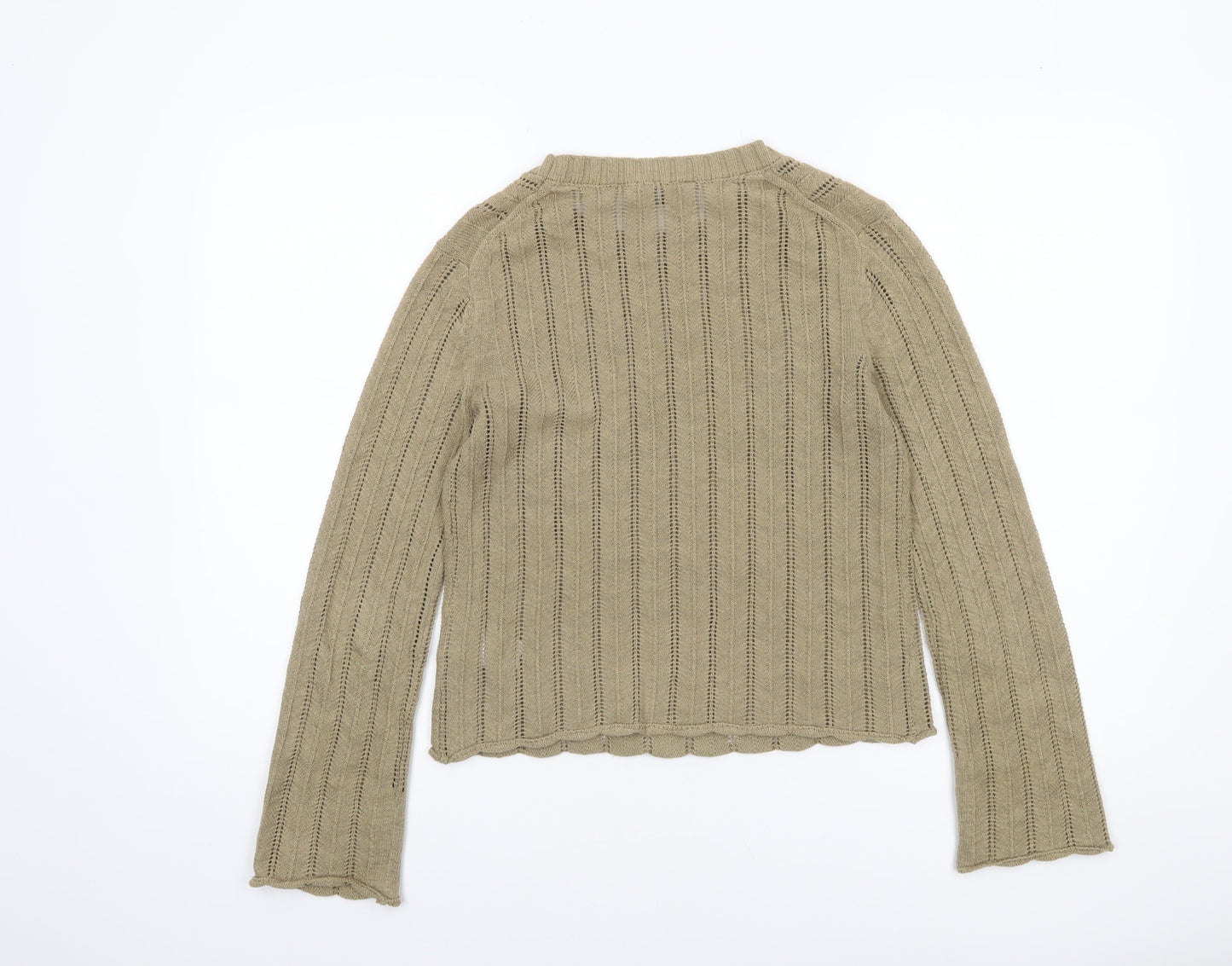 Jigsaw Women’s Beige XS Open-Knit Cotton Blend Jumper